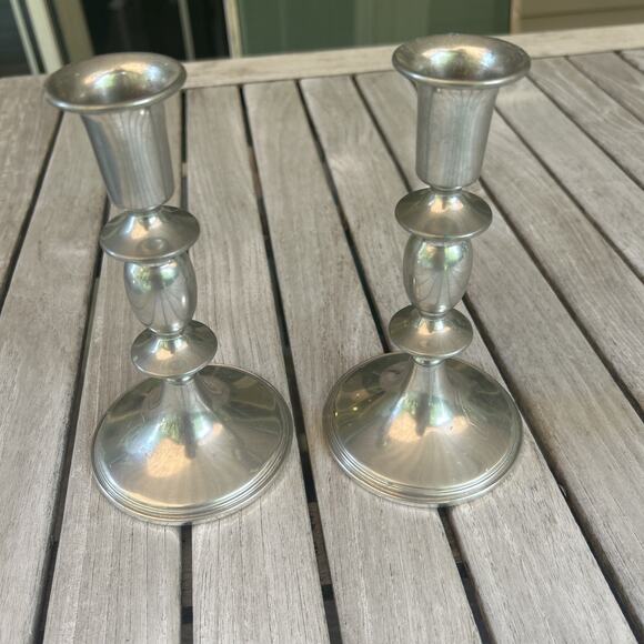 Empire Candlesticks Pewter Weighted 834 Pair 7” - Picture 1 of 5